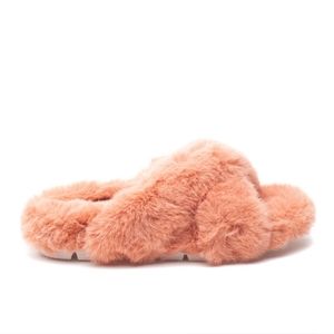 J Slides Charli Coral Faux Fur slides